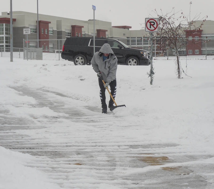 noah shoveling snow