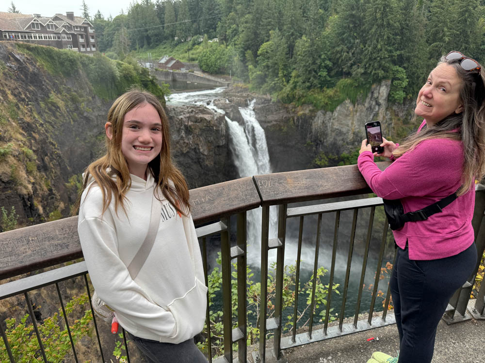 mandy and sarah at snoqualmie falls
